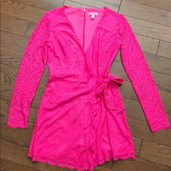 Lilly Pulitzer Dresses & Skirts - Lily Pulitzer Pink Lace Romper size xs NEW
